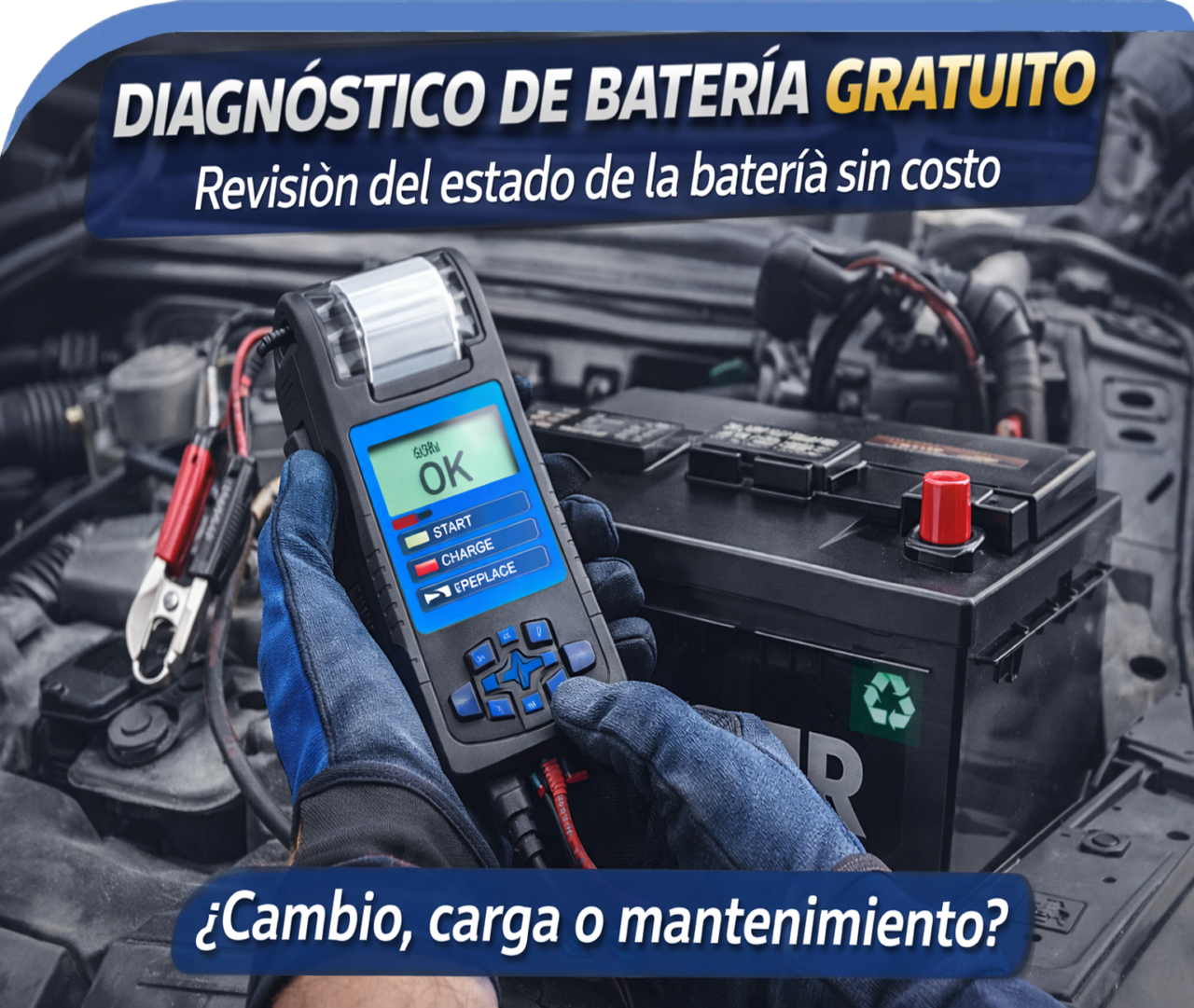 Servicios de baterías para vehículos: venta, diagnóstico gratuito, instalación y carga