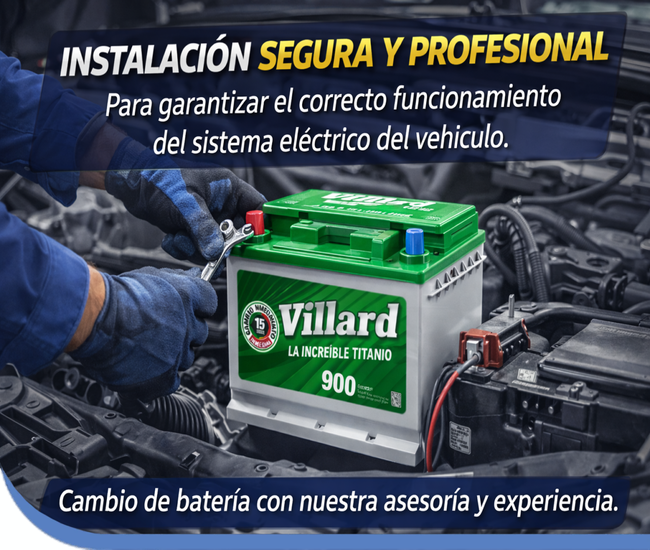Instalación profesional de baterías para vehículos